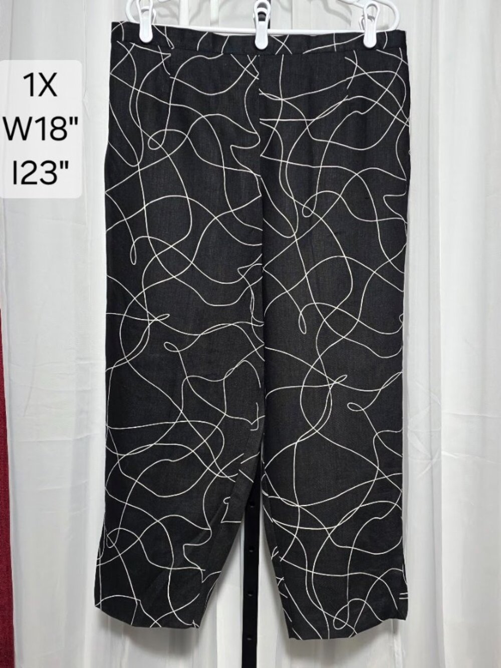 NWT John Paul Richard Linen Sandwashed Abstract Print Pants Size 1X